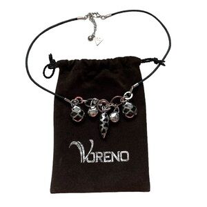 VORENO Sterling Silver Two Tone Beaded Cord Necklace 925 Stamped